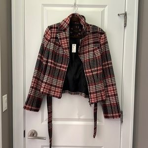 Red plaid wool jacket